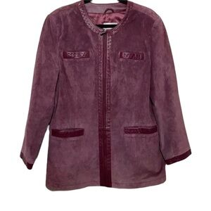 Pamela McCoy Collection Purple Leather Longline Jacket